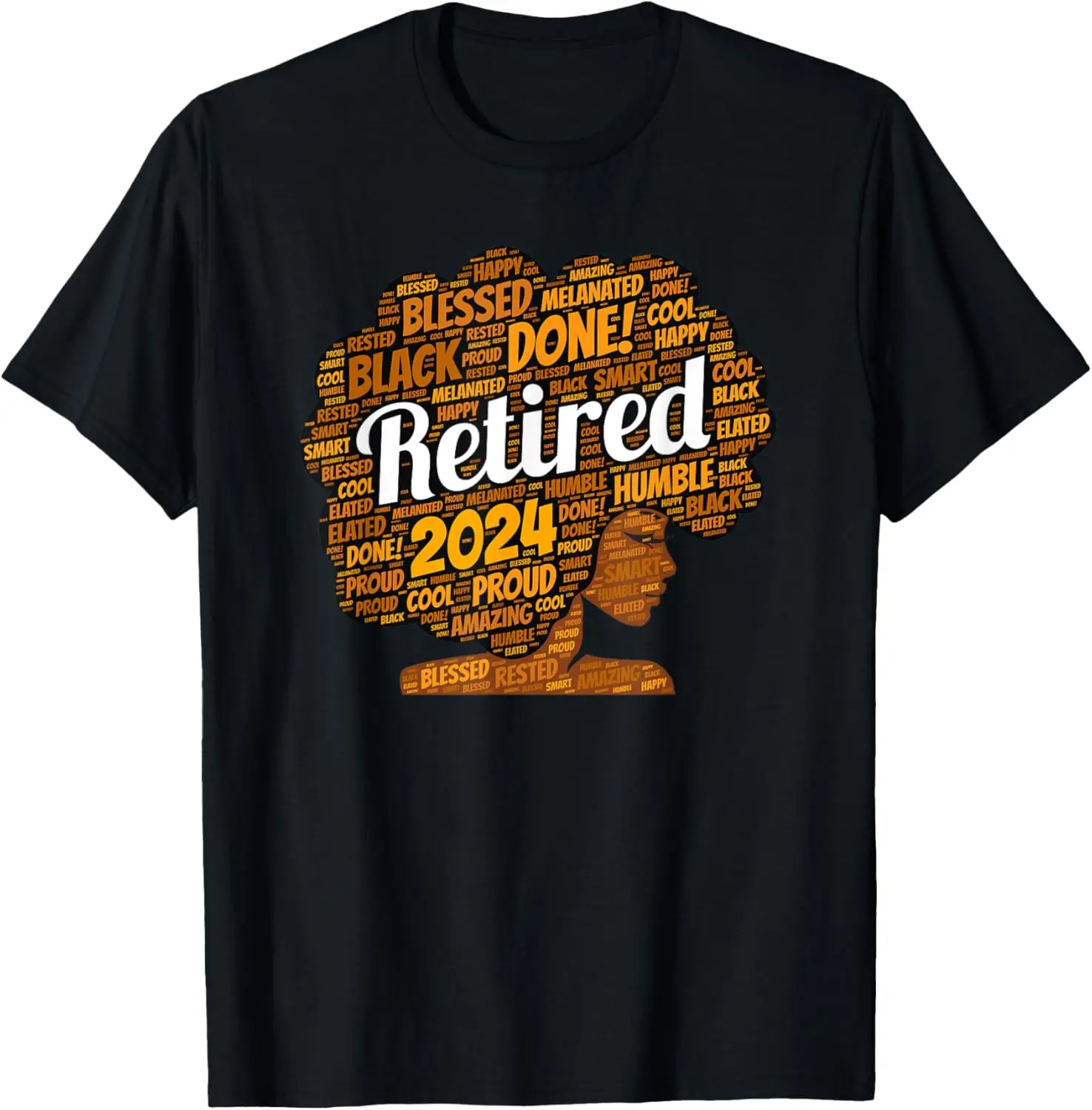 African American Retired Black Woman Afro Retirement 2024 T-Shirt