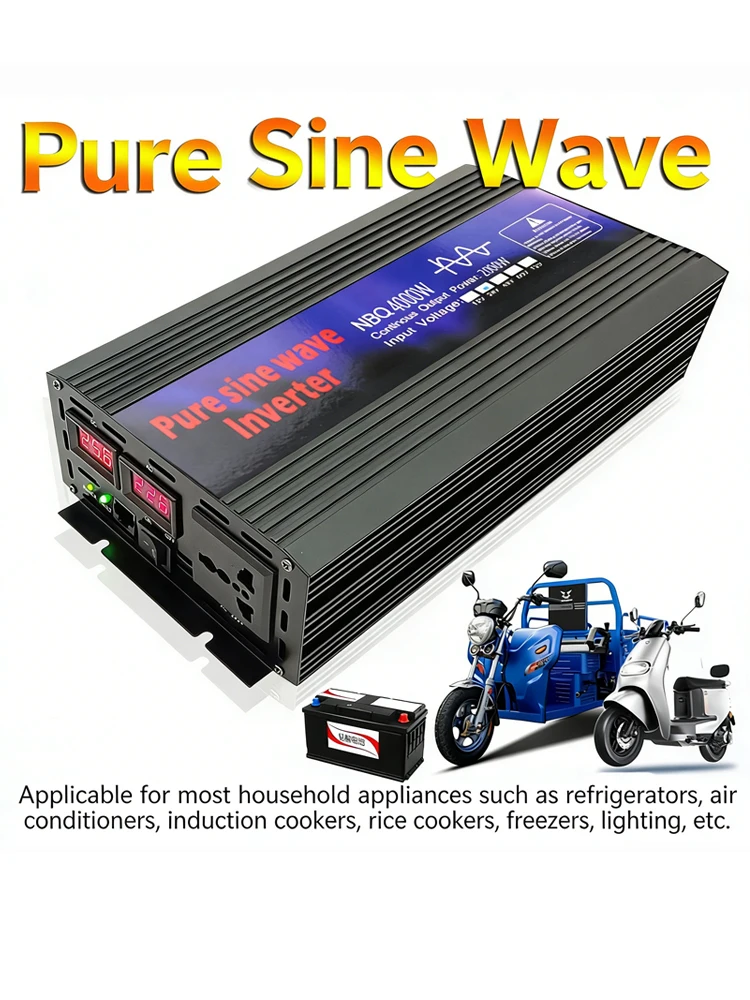 Pure Sine Wave Inverter DC 12V/24V 48V/60V to AC 220V 3000W/4000W Universal Socket Voltage Power Converter 50/60Hz Car Inverter