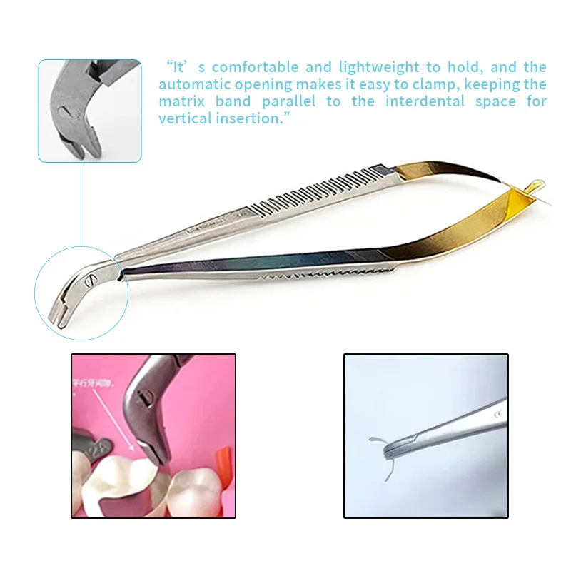 

1 шт. Зубные пинцеты из нержавеющей стали для позиционирования и фиксации полимерных колец, инструменты для стоматологических лабораторий