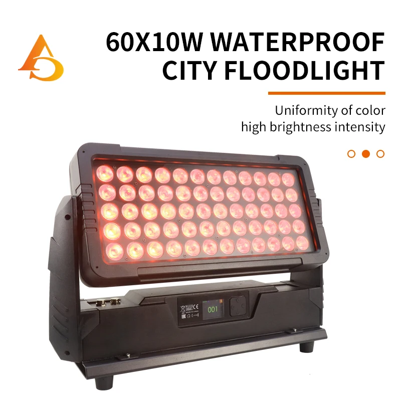 

LED DMX 60x10W 4in1 RGBW Wall Wash lights outdoor IP65 led city color light Stage Performance Party Light