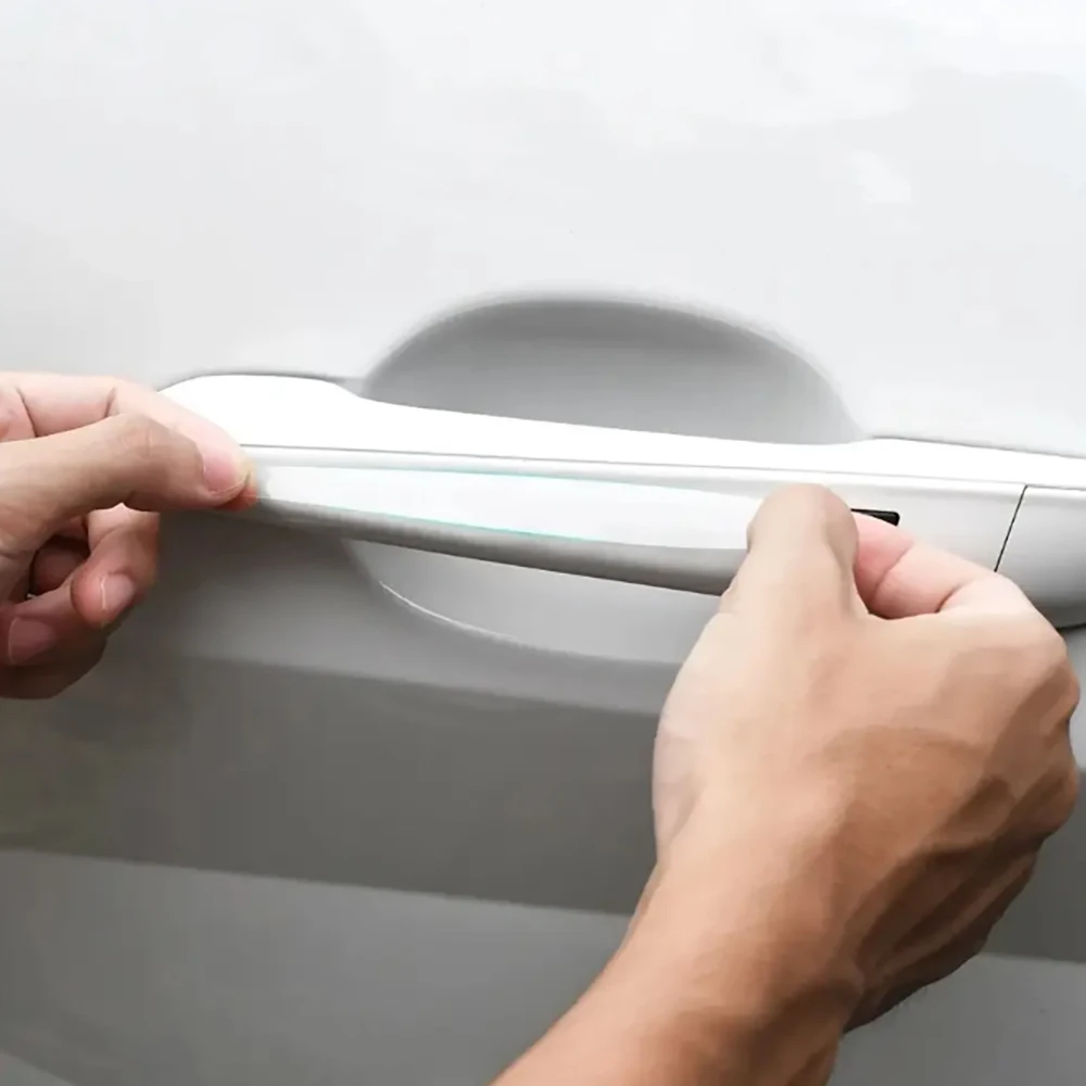 8 قطعة وعاء باب السيارة المضادة للخدش ملصق واضح وعاء الباب مقبض حماية ملصق الطلاء سطح فيلم مقبض المضادة للتصادم قطاع