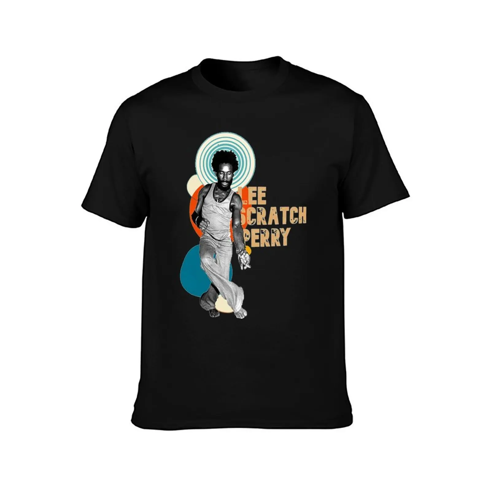 Lee Scratch Perry T-Shirt, Summer Casual Cotton Tee, Oversized Streetwear Tops, Vintage Graphic Print, Loose Fit Short Sleeve