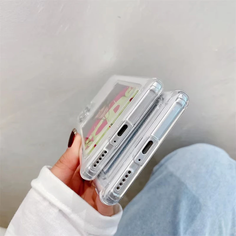 حافظة بطاقات عصرية محفظة شفافة لهاتف OPPO A53 A53S A54 A54S A55 A56 A57 A57S A57E A58 غطاء هاتف جيب شفاف للصور