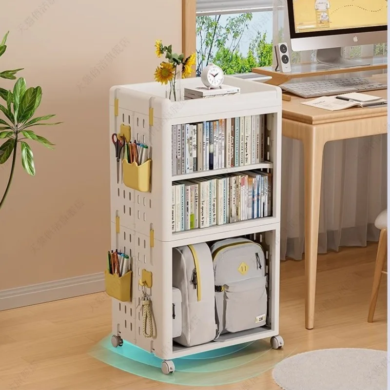 Kids' Mobile Bookshelf Living Room Book Display Rack for Nursery Multi-Purpose Rolling Storage Organizer for Corner Shelf Unit
