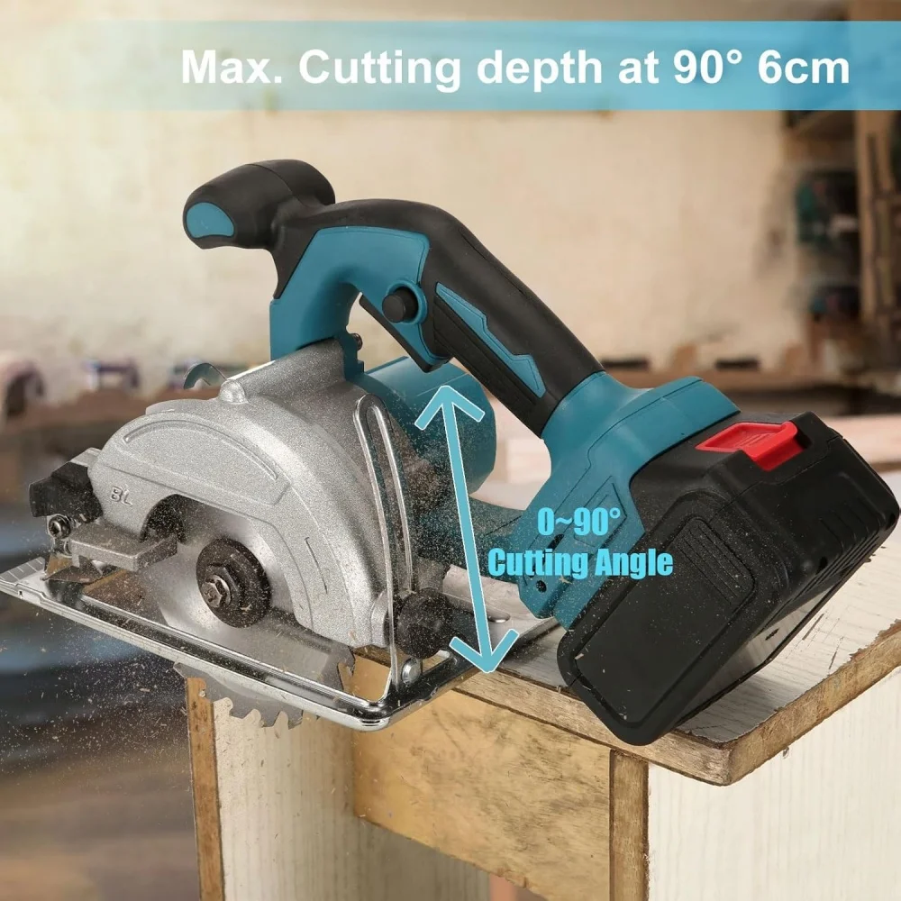 Obrázek 6: Bezuhlíkový 5inch 125mm mini elektrický oběžník pila akumulátorové 0-45° adjustbale dřevoobráběcí energie sad nářadí pro makita 18v baterie