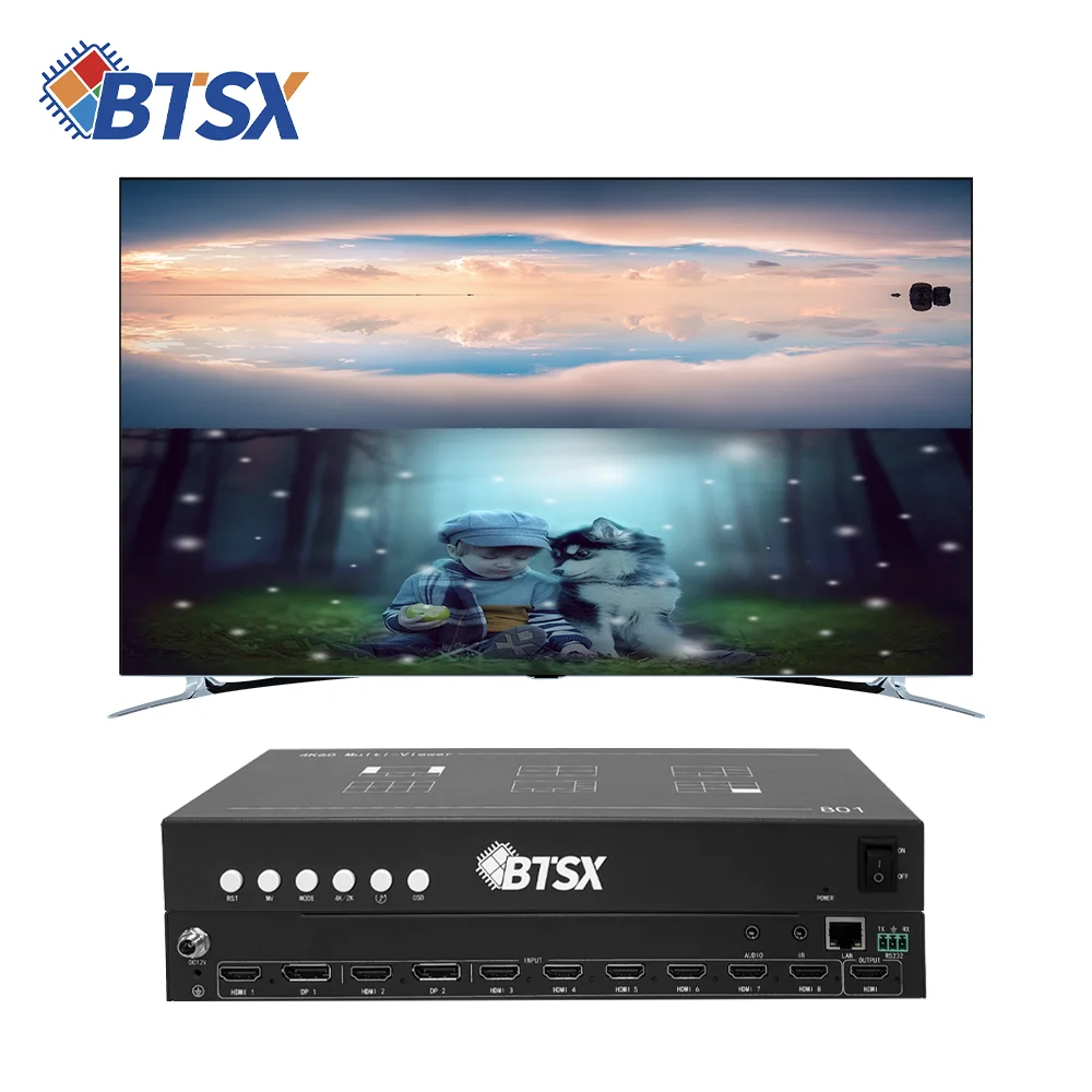 Bitvisus BIT-MV-4K60-801 4K60 8-Screen Multer, 4x4K60+4x1080P Input, HDMI 2.0 Output, 4 Control Modes