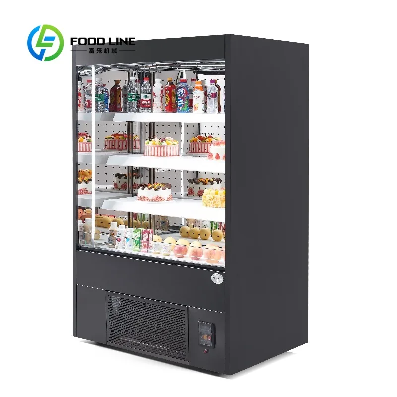 Customized size Vertical display refrigerator digital display food refrigeration air cooler glass cabinet
