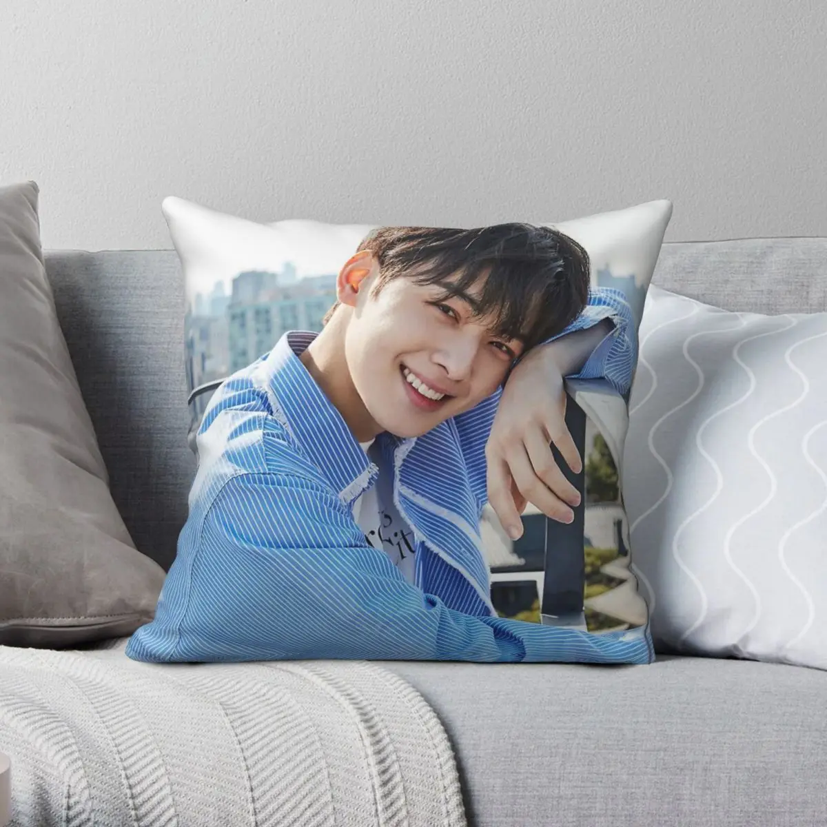 Cha Eunwoo Astro Dream Pillowcase Polyester Linen Velvet Pattern Zip Decorative Throw Pillow Case Car Cushion Cover