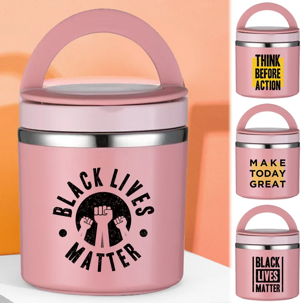 

Office New Insulated Soup Cup Children Student Easy To Carry Bento Box Lightweight Single Layer Word Series Picnic Thermal Jar