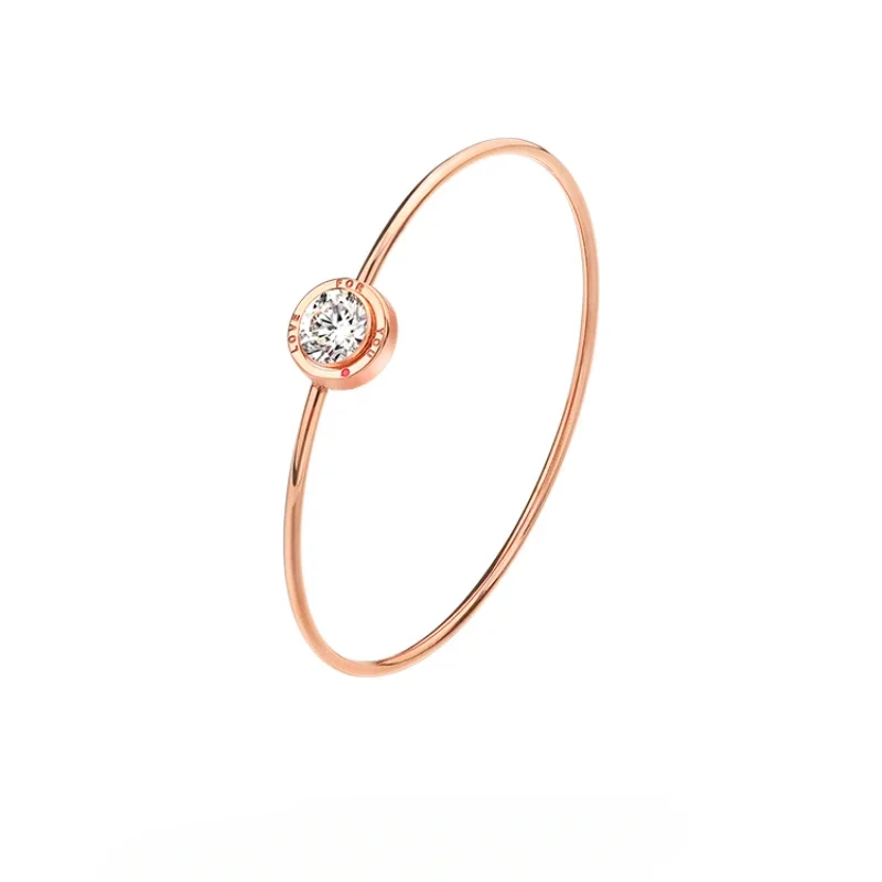 Ring single diamond bracelet women's tide niche design sense rose gold plated 2023 new light luxury zircon versatile bracelet