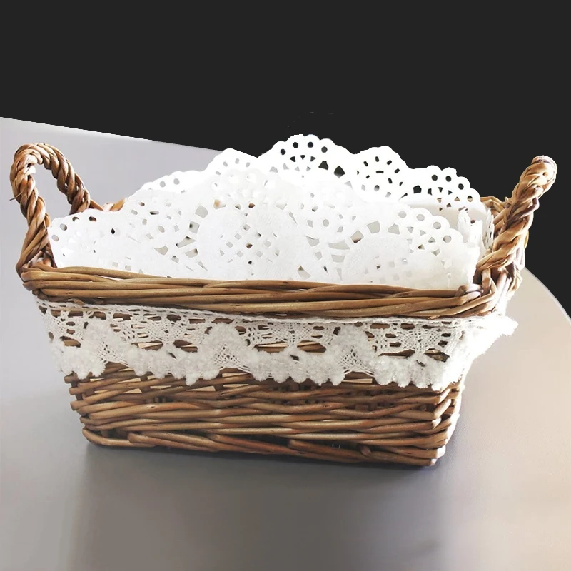 ลูกไม้ Doilies กระดาษ 100 ชิ้น,4.5 นิ้วตกแต่งรอบ Placemats,Liners สําหรับเค้ก, ขนมอบ Treat Tableware จอแสดงผล