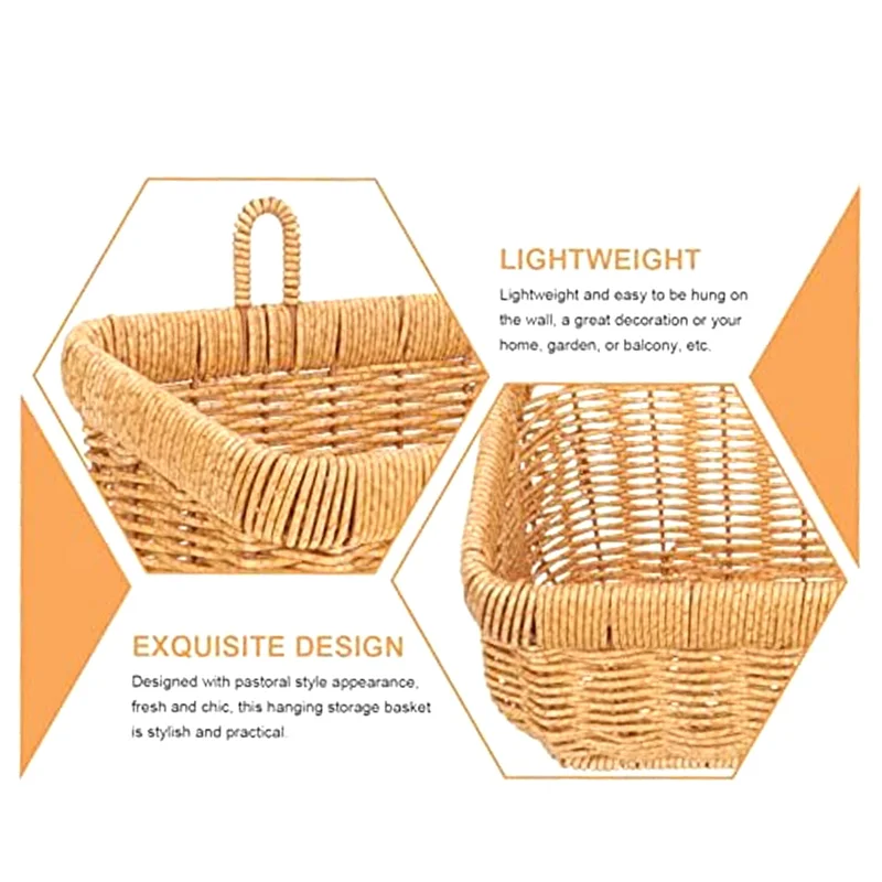 GOOD-ジンジャーガーリックストレージバスケットパントリー雑貨オーガナイザー雑貨収納ビン壁掛けバスケット籐ガーリックバスケットA