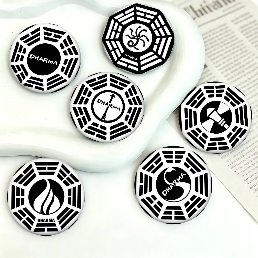 1pc D-Dharma Initiative Athletic Cartoon Style Badge Brooches On Backpack Decoration Round Enamel Pins For Accessorys