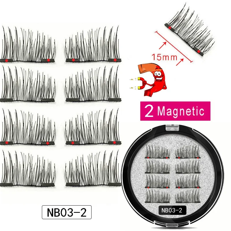 MB New 8Pcs Magnet Mink Lashes 100% Magnetic Eyelashes Natural Hair False Eye lashes 3D Fake Lash Fluffy Faux Cils magnetique