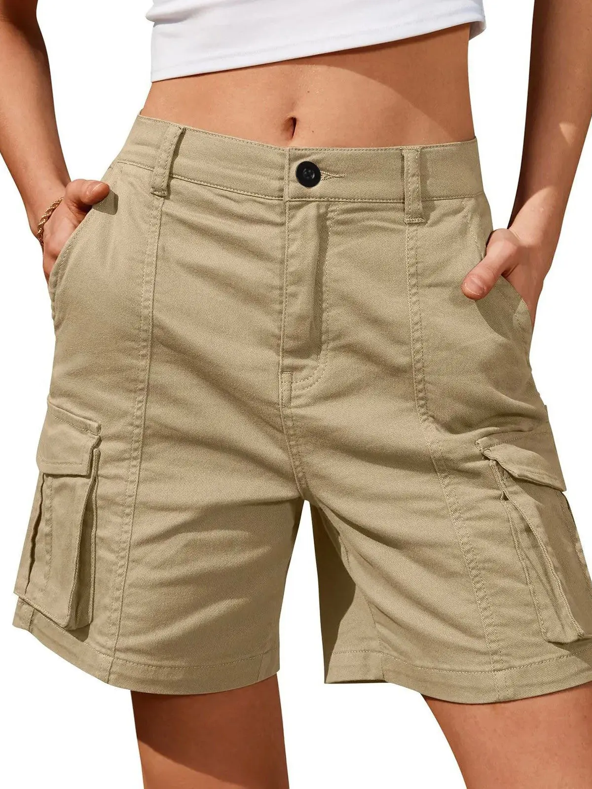 Plones cortos deportivos informs de alta elasticidad para mujer, plones cortos de pierna recta de cintura alta, es...