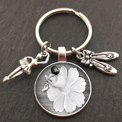 Ballerina Figure Silhouette Keychain Ballet Glass Pendant Charm Keychain Lover Gifts Customizable