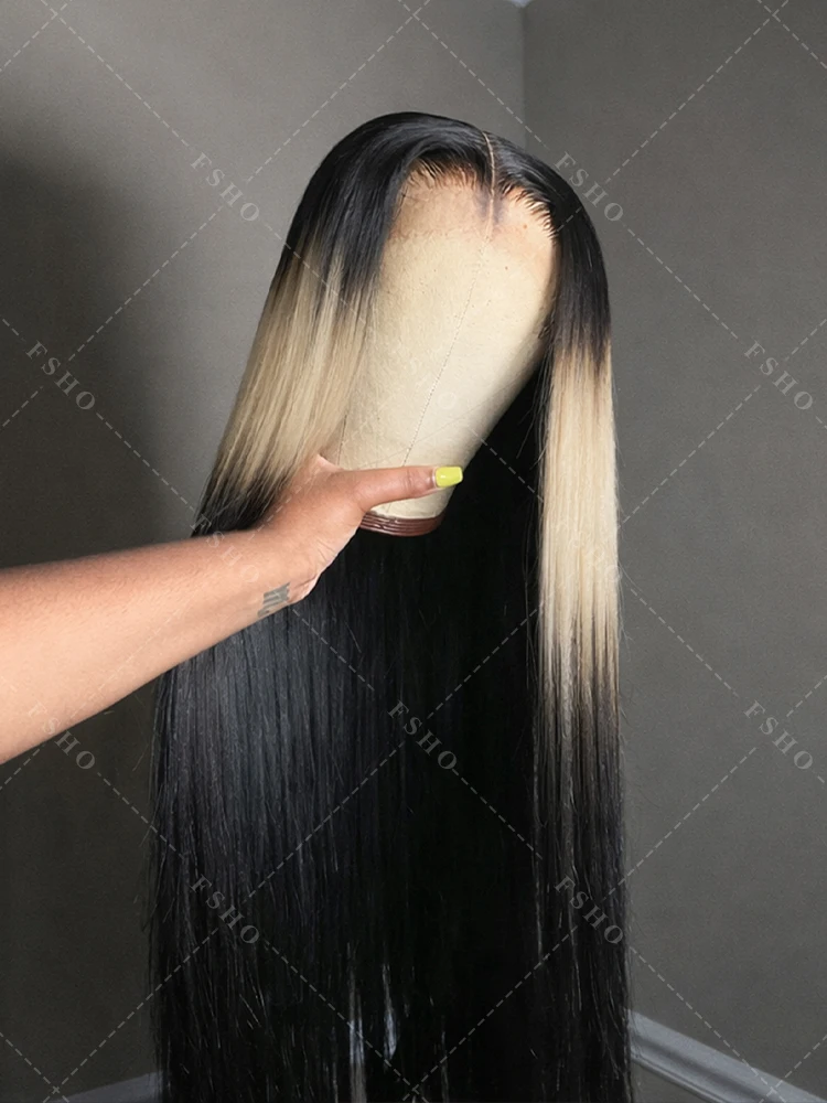 

TB613 Highlight Wig Human Hair Brazilian 200% No Glue 4x4 Bone Straight HD Lace Front Wigs Ombre Blonde Colored Wig Pre Plucked