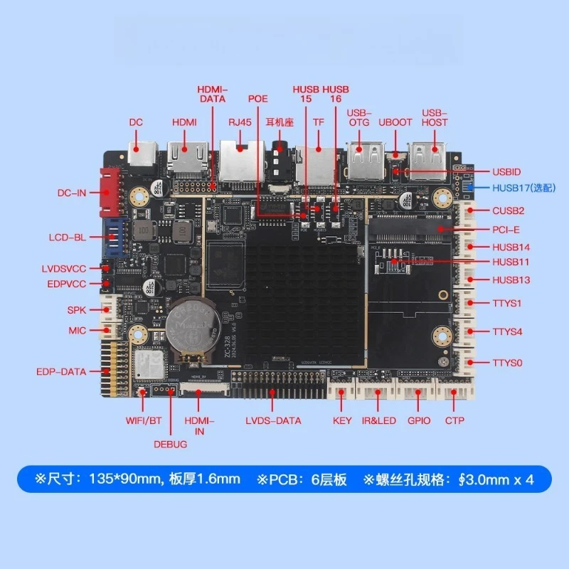 RK3288 Control Motherboard Face Recognition Mainboard For Advertising Machine Charging Station Custom Development