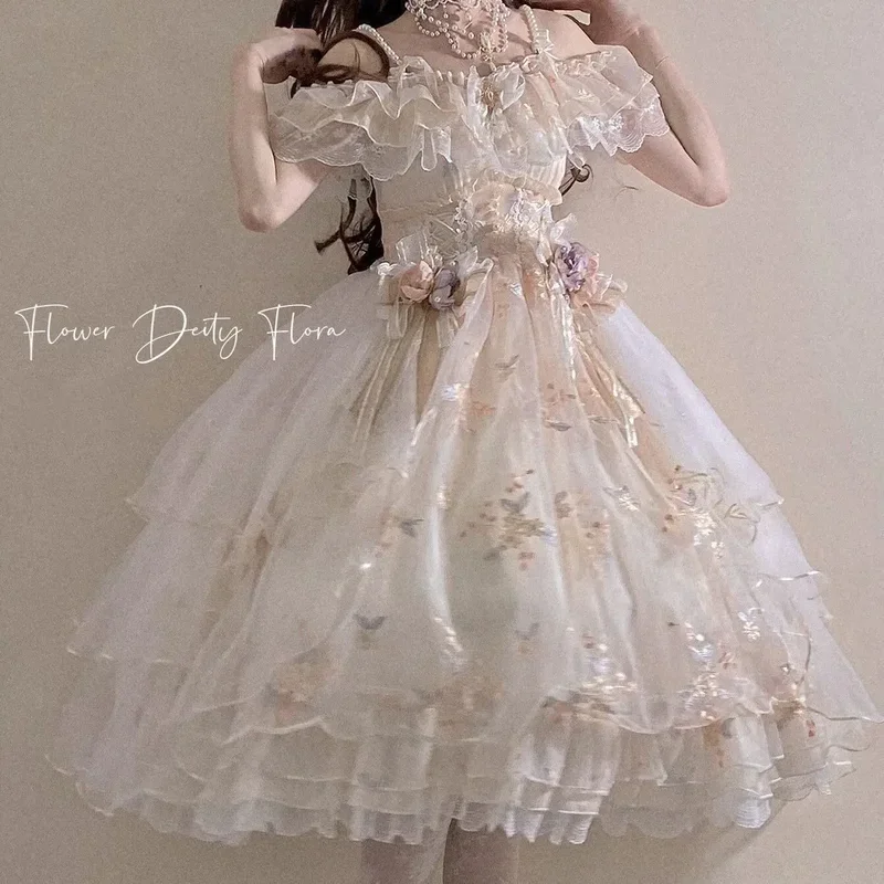 Flower God Flora Lolita Dress elegant embroidered summer Lolita flower wedding dress gorgeous sweet JSK princess party dress