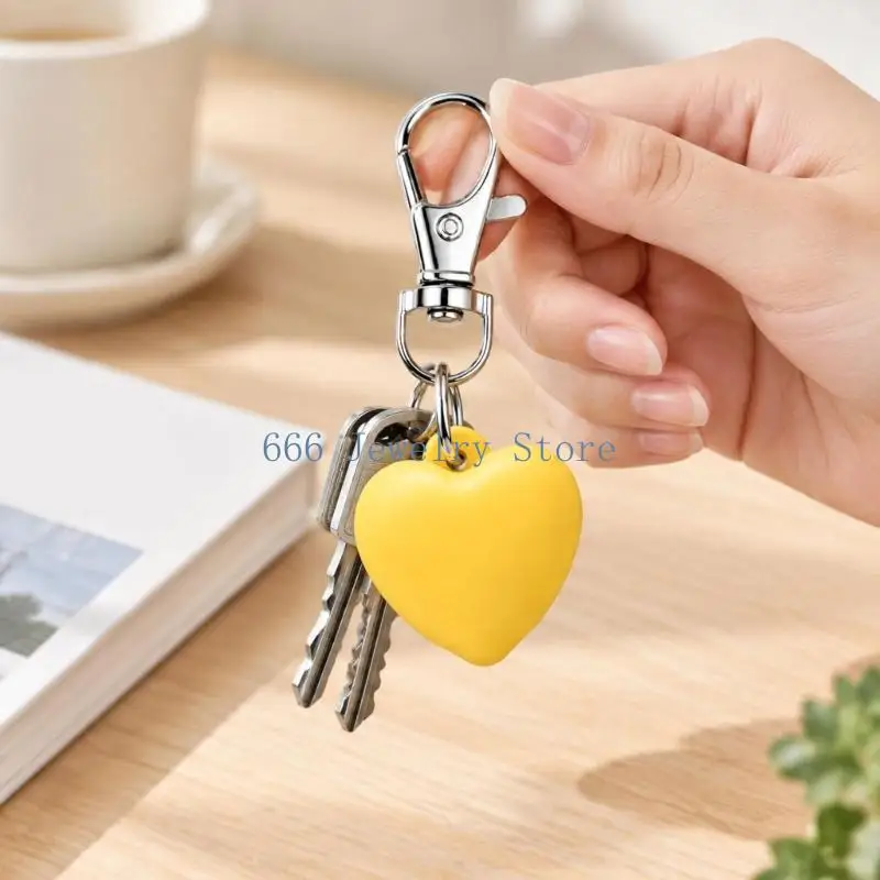 F2TD Lip Gloss Tube Holder Keychain with Heart-Shaped Body and Rotating Spring Hook for Carrying on Bags or Belt Attachments