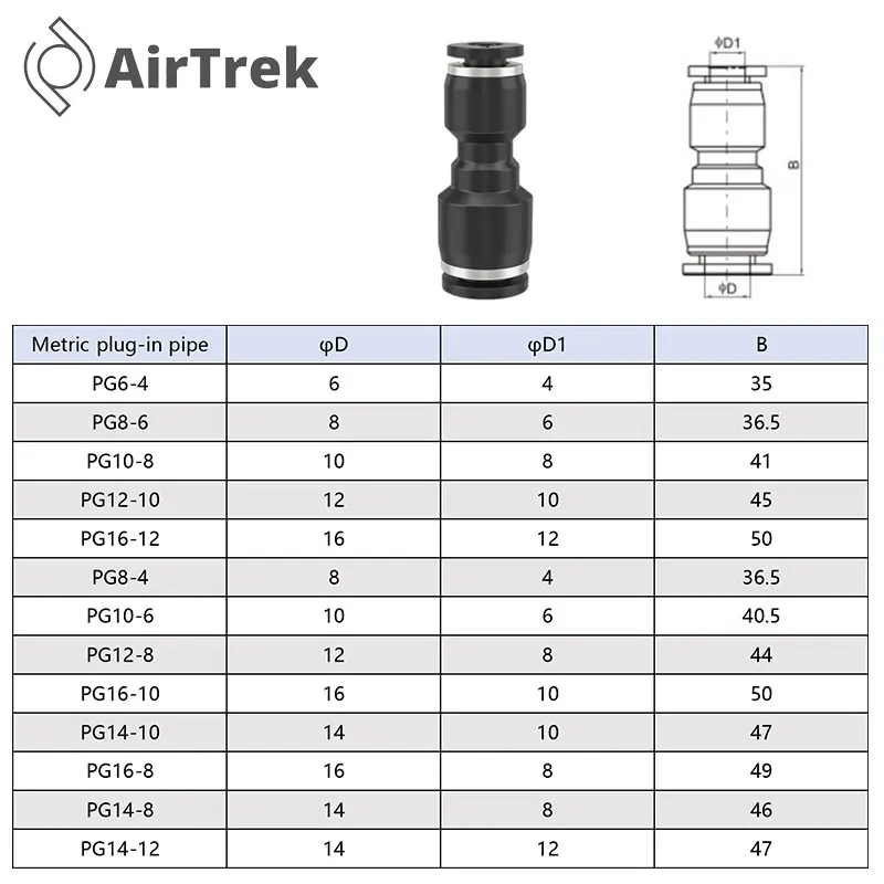 1/10/20 قطعة PG هوائي المخفض مستقيم المناسب 6-4/8-6 مللي متر دفع في موصل خرطوم الهواء لأدوات الهواء أو الضاغط #4
