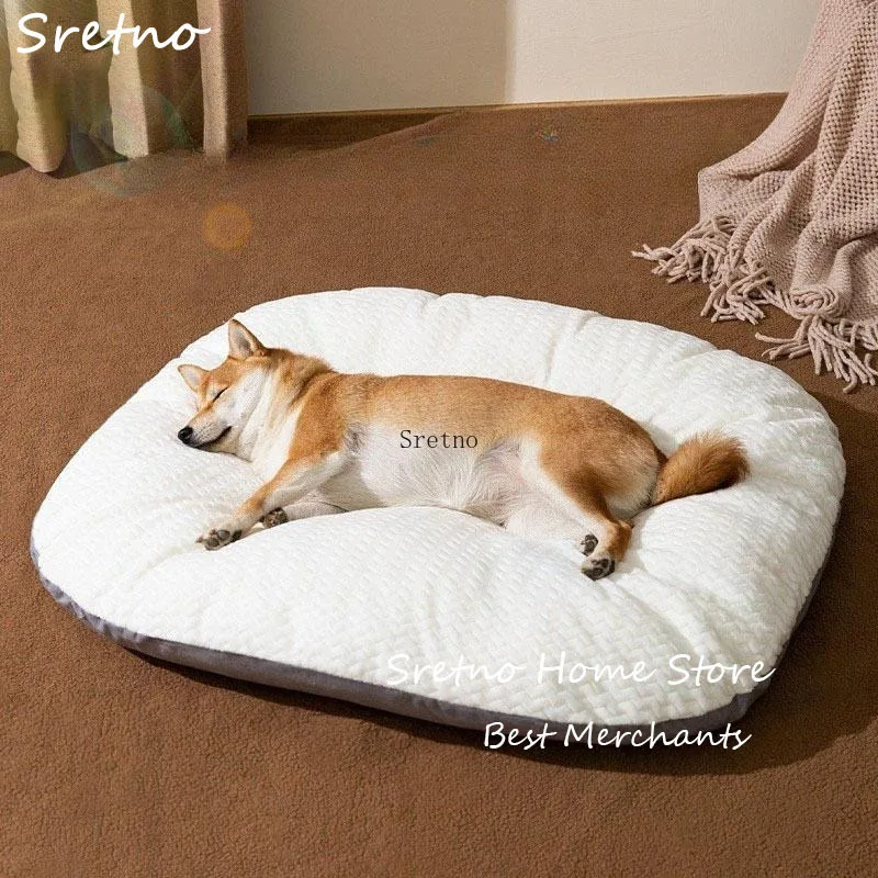 

SRETNO Oval Shape Dog Beds Thicken Soft Cushion Removable Washable Dog Mat Winter Kennel Floor Cat Bed Pet Sleeping Mats chien