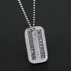 Movie X-Men Wolverine Military Card Necklace Pendant Fashion Superhero Logan Howlett Cosplay Periphery Necklaces