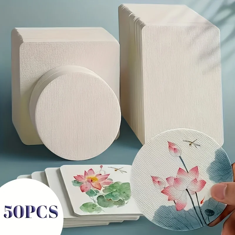 50pcs Pack, Premium 300GSM Watercolor Paper with High-Quality Texture for Professional Painting, Thick Sketch Paper Suitable for