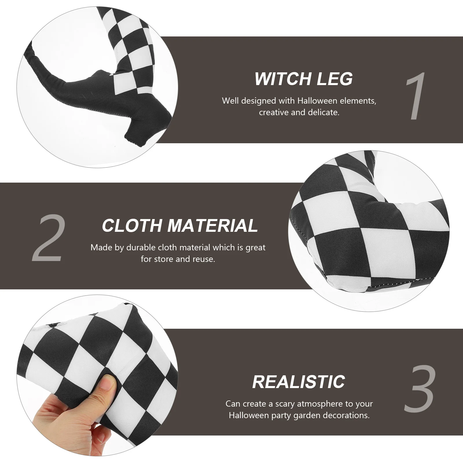 

Halloween Witch Decor Black White Thighs Garden Statue Outdoor Scary Durable Cloth Party Witch Legs Decor Reusable Yard Flower