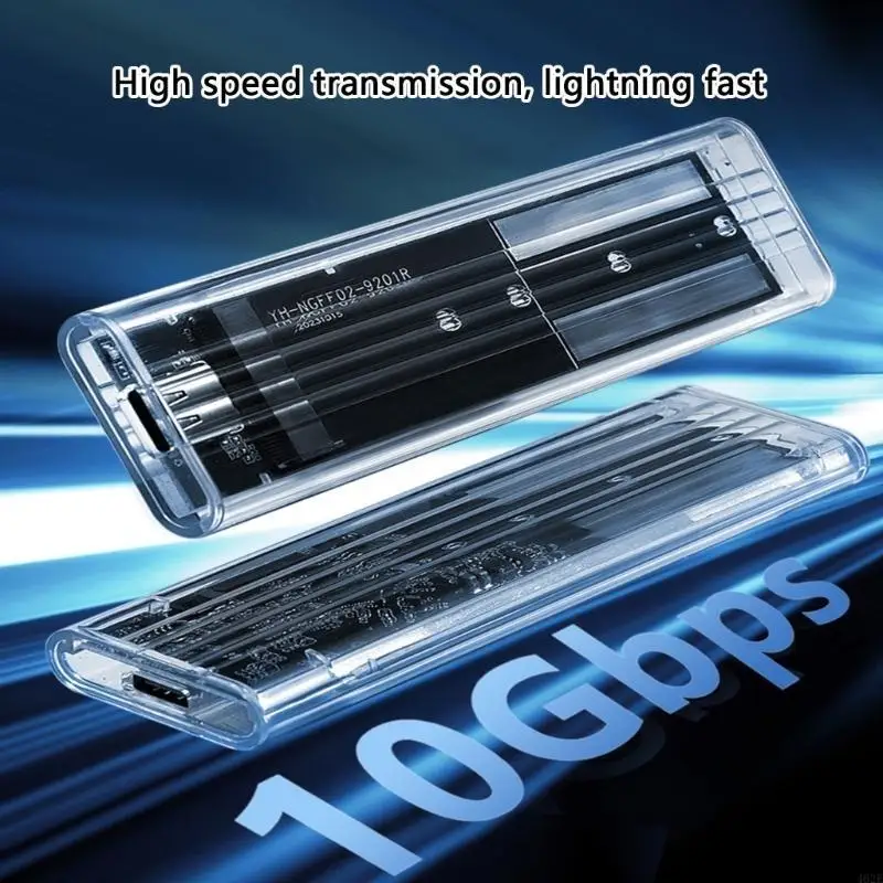 462E M.2 Soild Disk Housing Case Clear Enclosure 5/10Gbps Fast Transfer for Optimaled Portability Transparent Case