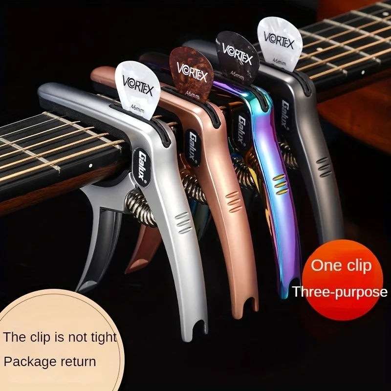 Guitar Capo Multi-function Tools 3-in-1 Function Capos Suit for Acoustic Electric Guitar for Tuning Clamp with Nail Puller Tools