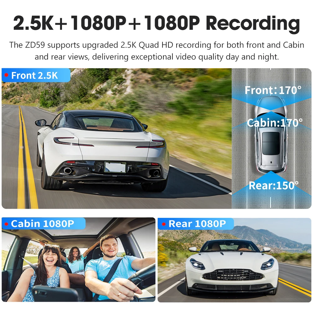 BEPOCAM 4K Dash Cam Car Camera Built-in WiFi 3.16'' IPS Screen Car DVR Night Vision Optional Rear ZD59