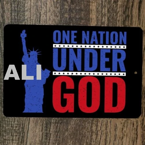 One Nation Under God Liberty USA America 8x12 Metal Wall Sign Poster July 4th sign
