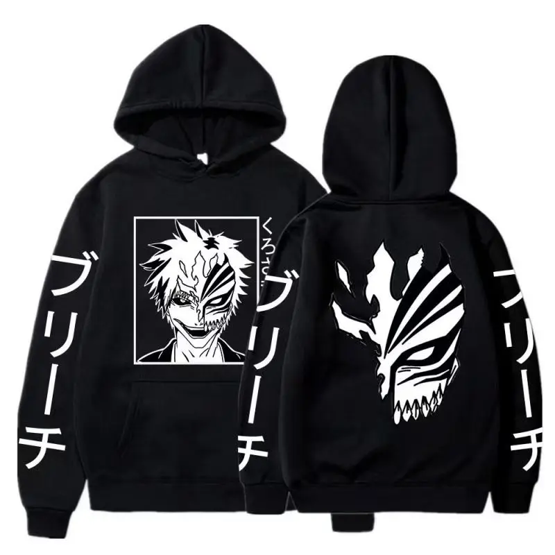 Anime BLEACH Kurosaki Ichigo Print Kapuzenpullover, Unisex, Cartoon-Pullover, lässiger Langarm-Hoodie für Männer und Frauen, Anime-Fans – Detail 3