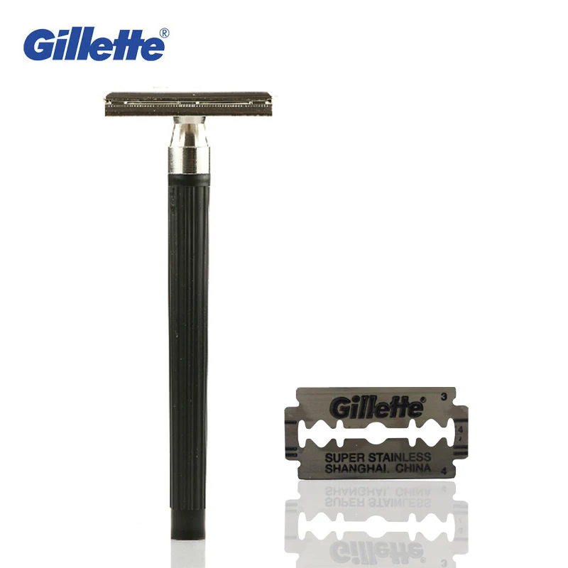 Gillette – porte-couteau + lames pour rasoir à rasage manuel, Super bleu, authentique, sûr, soins du visage, pour hommes, cadeau offert