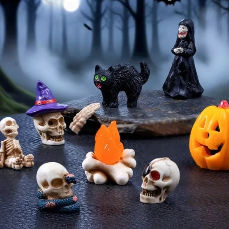 Halloween Skeleton Couple Figures Cute Particle DIY Decorations Accessories Micro Landscape Desktop Accessories