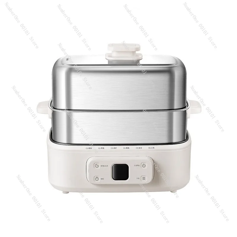 Electric steamer,multi-layer stainless steel household steaming pot,timing function,braising steaming integrated,large capacity