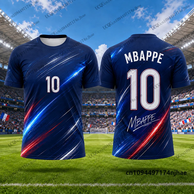 2027 Neues Sondermodell Mbappé # 10 bedruckte Fußballtrikots für Herren, T-Shirt, Sommer, atmungsaktiv, schnelltrocknend, Sport-T-Shirts, lässige Oberteile für Kinder/Erwachsene – Detail 7