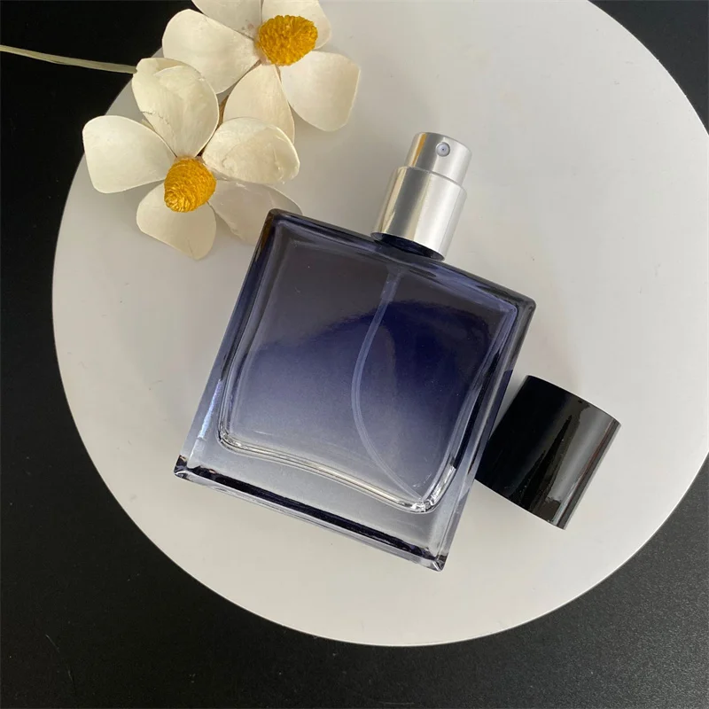 10/20pcs Empty 30/50ml Perfume Bottle Glass Spray Pot Flat Square Gradient Blue High-end Fragrance Portable Cosmetic Container