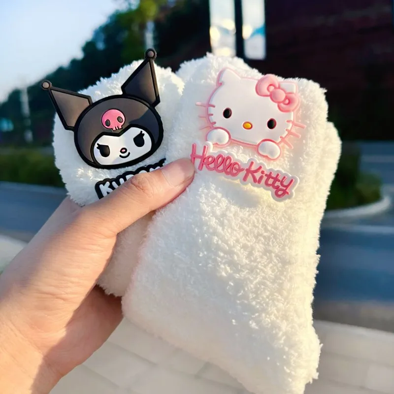 

Sanrio Comic Expo peripheral HelloKitty autumn and winter coral velvet white Kuromi cute cartoon sleeping socks birthday gift