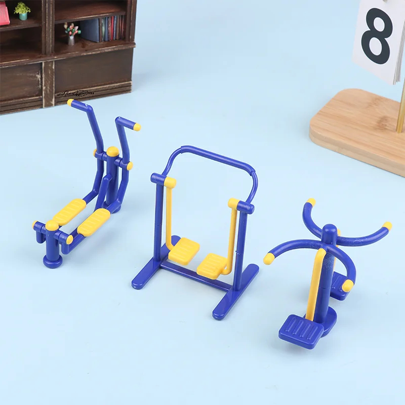 1Set 1/12 Scale Dollhouse Outdoor Park Fitness Equipment Model Sport Scene Decoration Toys Micro Construction Props for Dollhous
