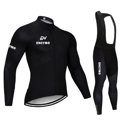 

ENCYMO Pro Team Long Sleeve Cycling Jersey Set Bib Pants Ropa Ciclismo Bicycle Clothing MTB Bike Uniform Men Clothes