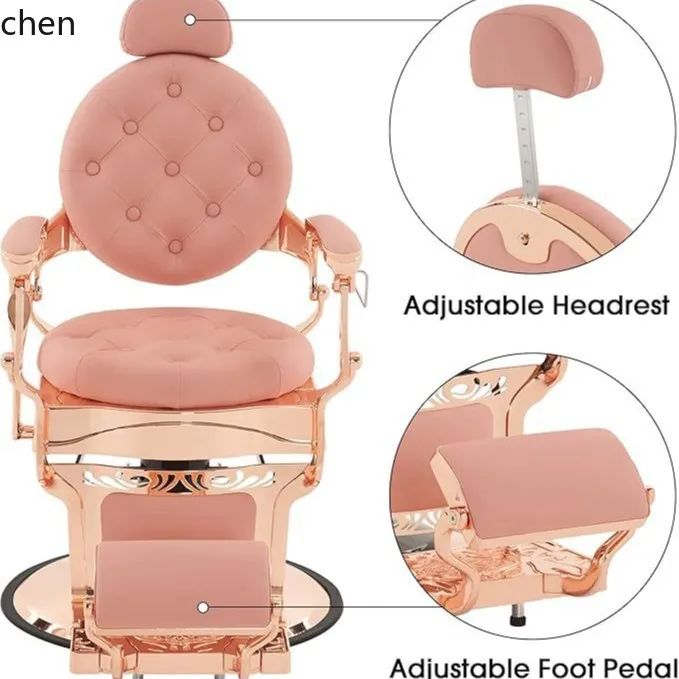 YFY  Hairdressing  Pink Retro Barber  Multi-purpose Hydraulic Inclined  Salon Beauty Spa  Grooming