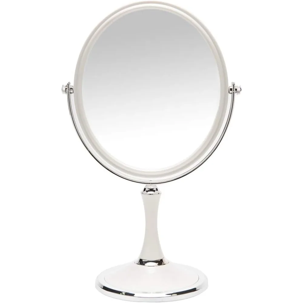 

Vintage Desk Mirror with Stand 8 Inch Double Sided Rotation 1X/3X Magnifier Silver Style 13 Inches