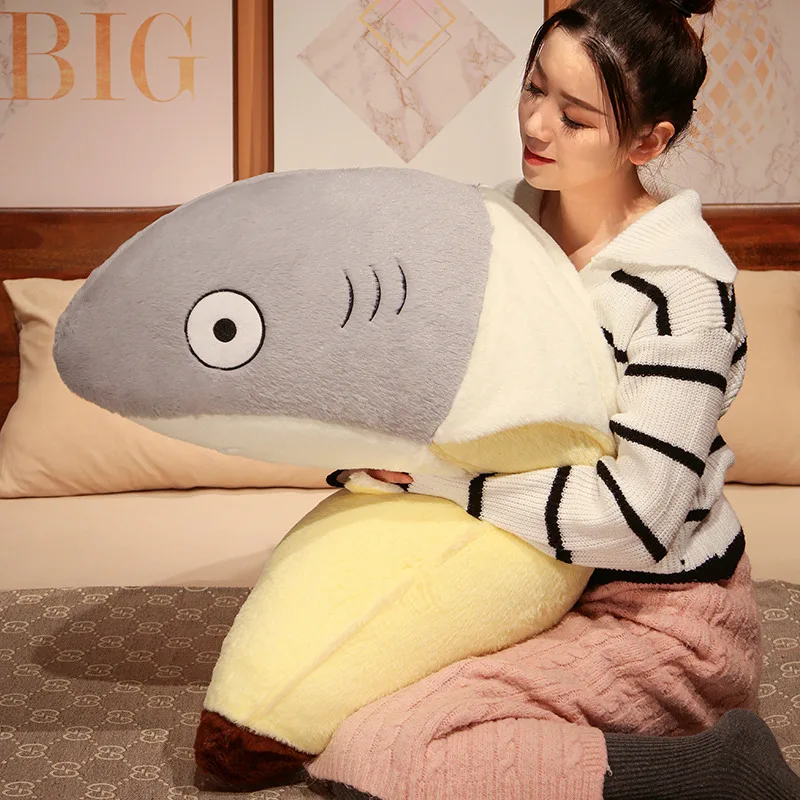 New Kawaii Transform Shark Banana Plush Toy Stuffed CuteShark Doll Animal Pillow Soft Cartoon Cushion Kid Christmas Gift