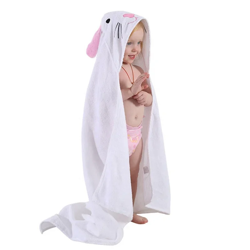 China Manufacturer Unisex Plush Baby Animal Hooded Bath Towel Soft Cotton Beach Swimming Bathrobe Blanket With Hood