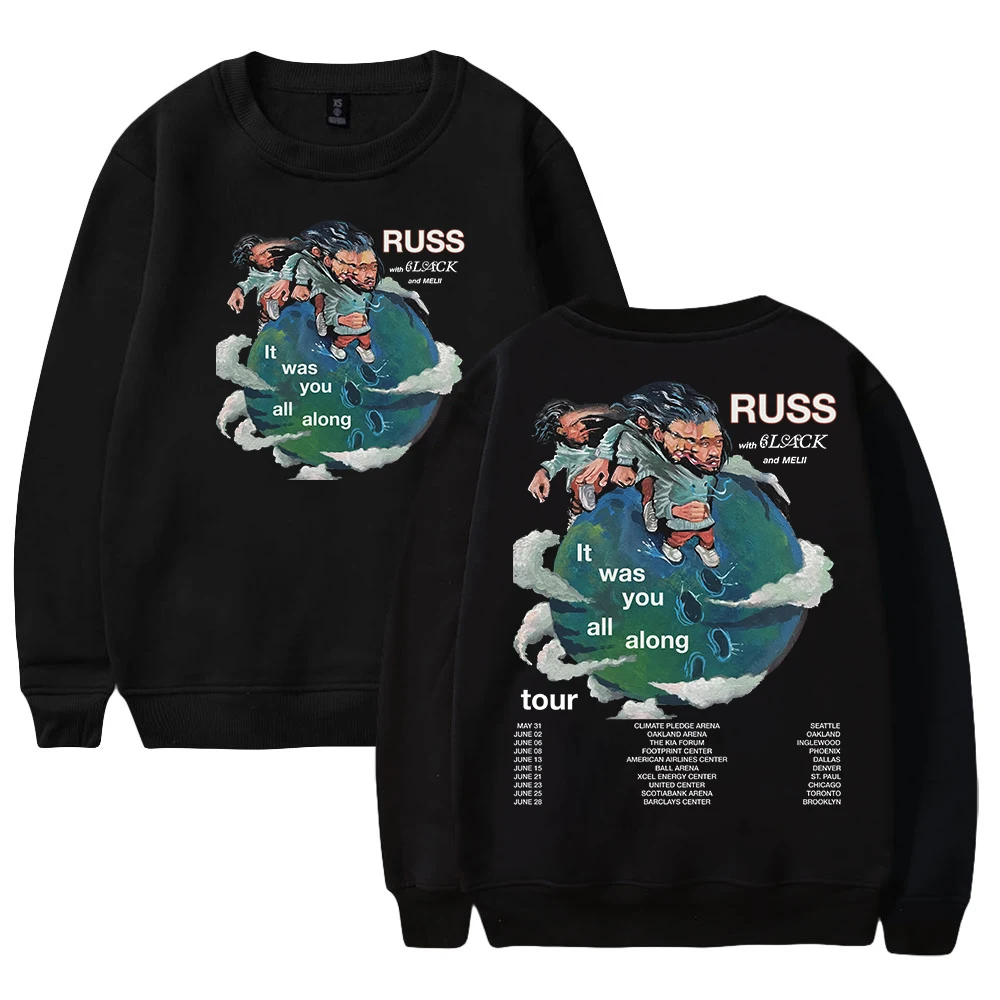 Russ It Was You All Along Tour 2024 Merch Unisex Crewneck Long Sleeve Streetwear Women Men Sweatshirt Hip Hop Clothes