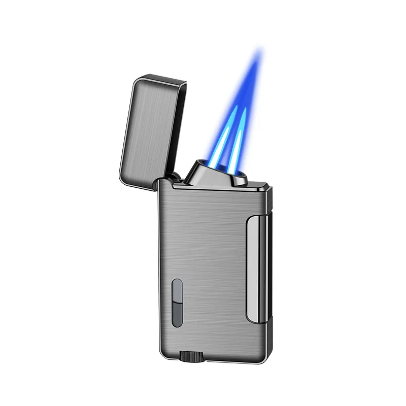 

Side-pressure High-grade Metal Windproof Blue Flame Lighter, Dual Flame Pipe, Cigar, Personalized Creative Cigarette Lighter