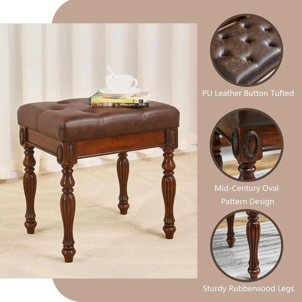 Solid Wood Small Makeup Vanity Table Set, 31.5"W Narrow Wooden Dring Vanity Desk with 2 Storage Ders and Upholstered Stool, Comp - view 4