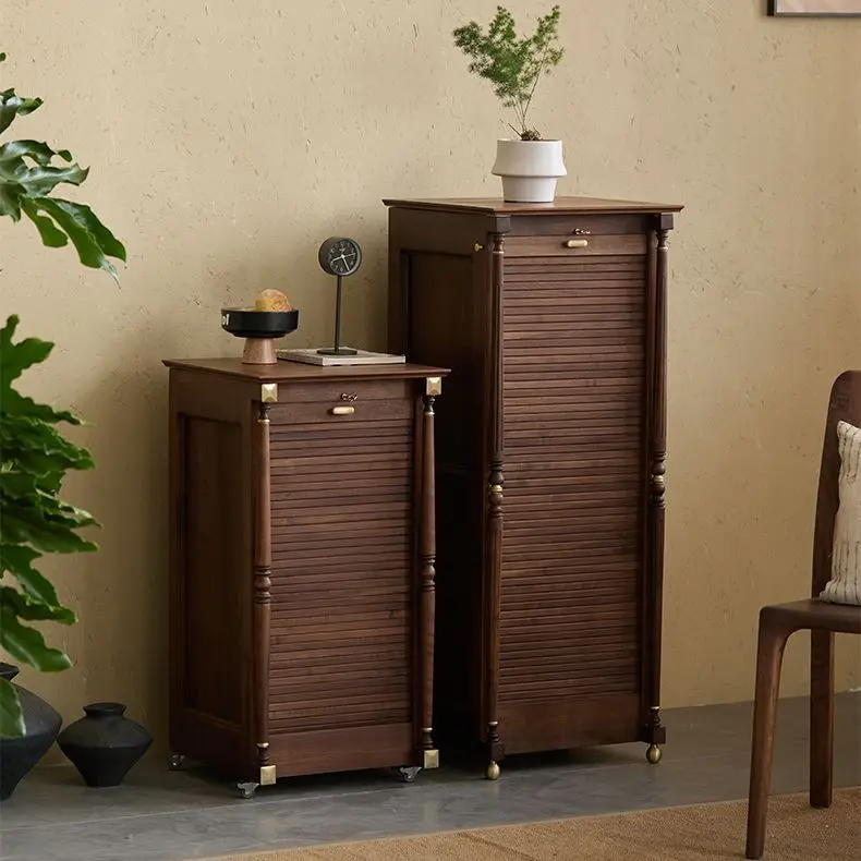 [Hot Sale] Black Walnut Solid Wood Rotary Locker Floor-to-ceiling Teacup Tea Set Storage Cabinet Shelf Dental Cabinet
